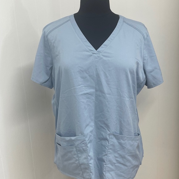 Med Works Epic Scrub Top Blue V-Neck 2XL Women’s 7300 Short Sleeve Pockets - Picture 1 of 5